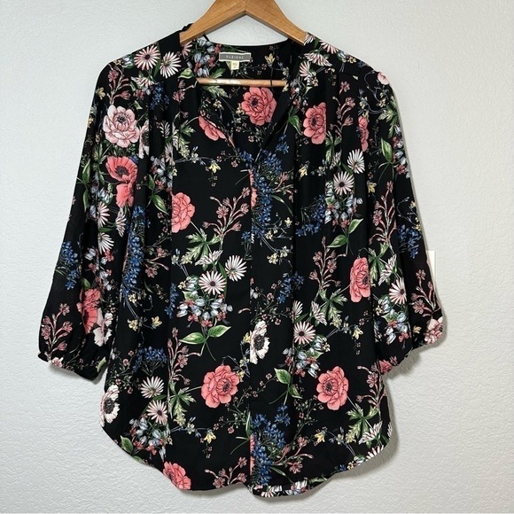 Pleione Semi Sheer Fairycore Whimsygoth Light Flowy Floral Blouse Size Small - Picture 2 of 10